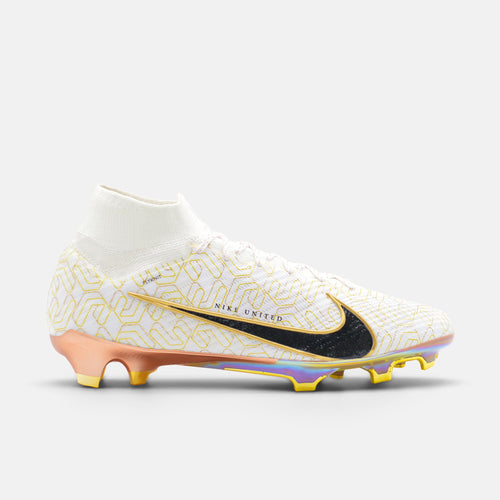 Nike Air Zoom Mercurial Superfly 9 Elite FG White / Black / Metallic Gold football boots — photo 1