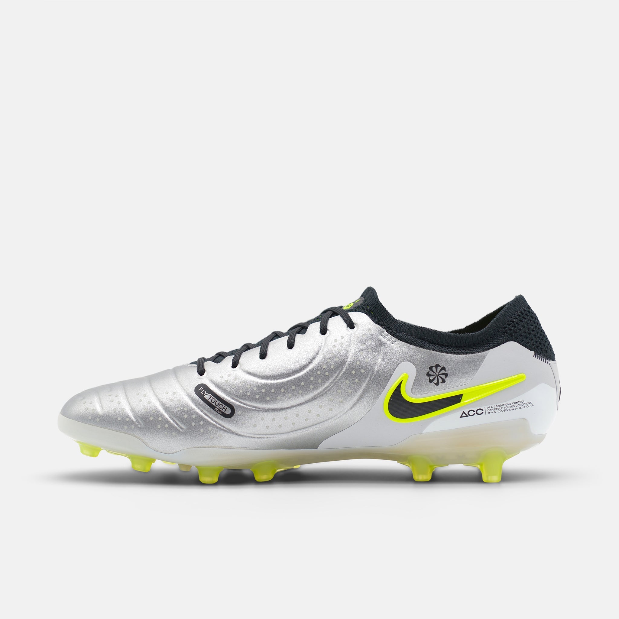 Nike Tiempo Legend 10 Elite AG Metallic Silver / Volt / Black football boots — photo 3